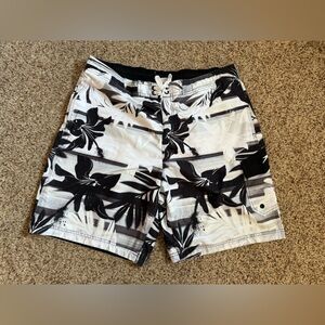 Speedo | Men’s Black and White Board Short Swim Trunks